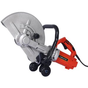 Electric 14" Wet/Dry Concrete Cut-Off Saw with Guide Roller & Water Line Attachment