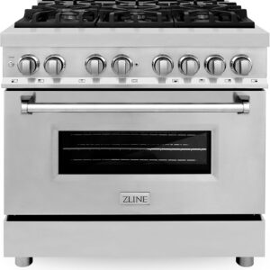 ZLINE 36 in. 4.6 cu. ft. Legacy Dual Fuel Range with 6 Burner Gas Cooktop and Electric Convection Oven in Stainless Steel (RA36)